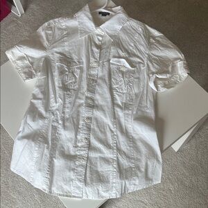 Ann Taylor Ivory Button-Up Blouse